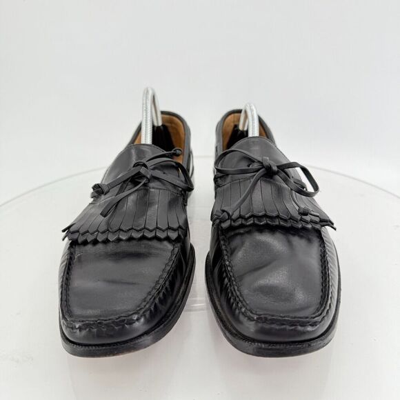 Allen Edmonds Alton Loafers Men's Size 11.5 B Black Leather Kittie Bow Tie  Shoe - Picture 3 of 16